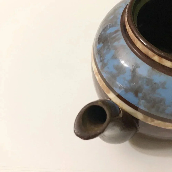 Vintage  Sudlows Burslem Ceramic Striped Teapot Made in England Small Chip - Picture 16 of 16